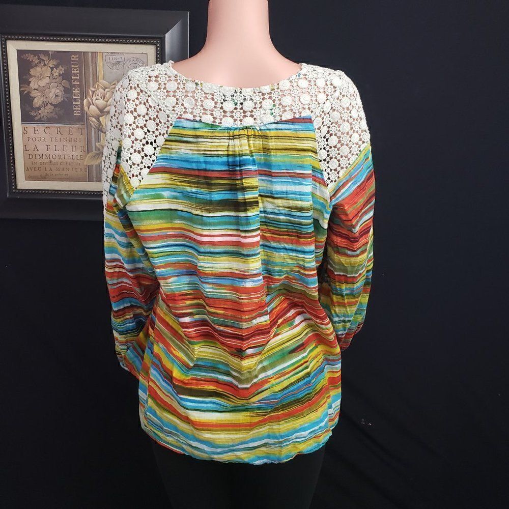 NEW DIRECTION Multicolor Striped Tunic Medium - Picture 2 of 4